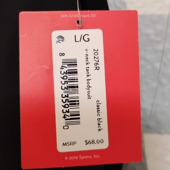 SPANX Black V-Neck Tank Bodysuit Size Large NWT - Picture 3 of 6